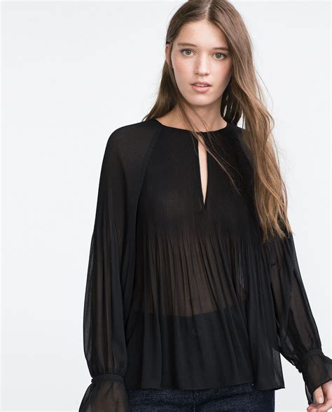 top zara|zara pleated top.